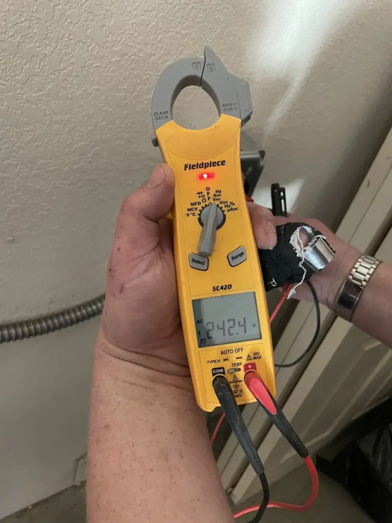 Voltage testing with clamp meter during Generator Installation in Euless